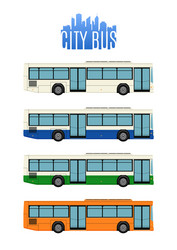 Set of four city bus icons vector