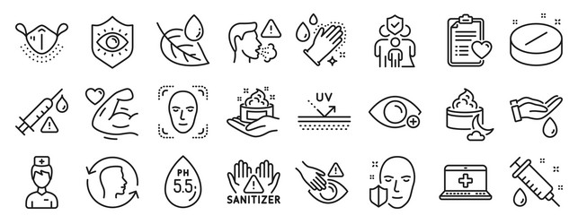 Set of healthcare icons such as eye protection vector