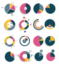 big set round circle chart graph simply color vector image