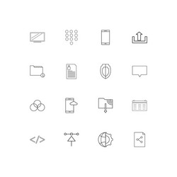 Internet technologies linear thin icons set vector