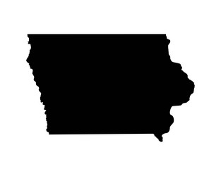 Iowa State Map - Black and White Outline Vector Image
