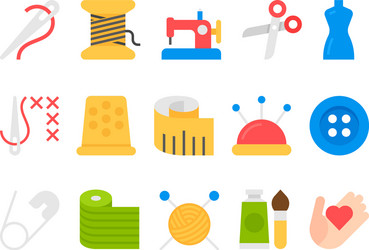 Sewing equipment and needlework icons vector