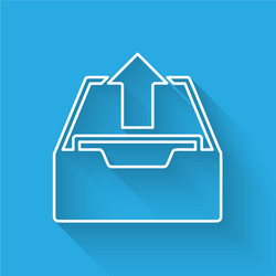 white line upload inbox icon isolated with long vector image