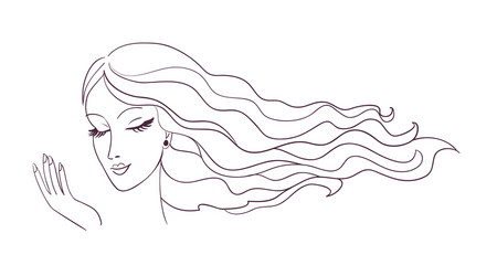 woman profile with long hair Vector Image