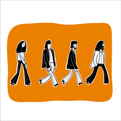 four men walking in line vector