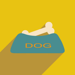 Flat with shadow icon and mobile application dog vector