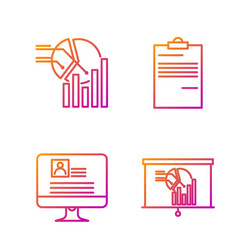 set line board with graph chart computer monitor vector image