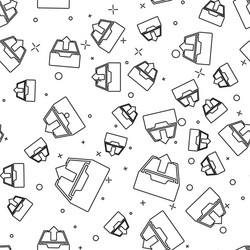 black line upload inbox icon isolated seamless vector image
