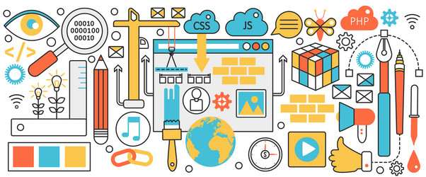 web site building technology technical process vector image