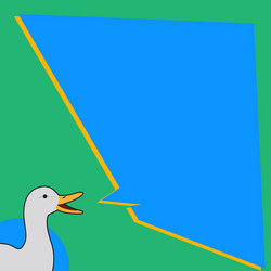 white duck talking with uneven shape speech bubble vector image