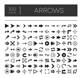 Arrows icon set in flat style on white background vector