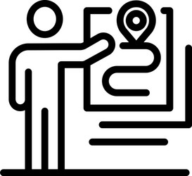 man marks a route on map icon outline style vector image