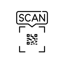 Scan a qr code speech bubble message pixel vector