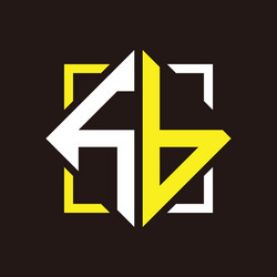 h b initials quadrangle monogram with square vector image