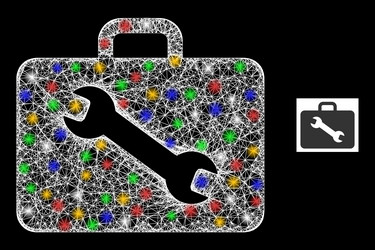 net web mesh tool case icon with colorful flares vector image