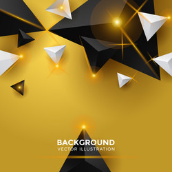 Abstract gold and black triangle background 3d vector