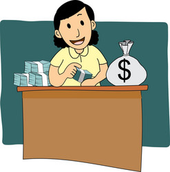 Businesswoman counting money cartoon vector