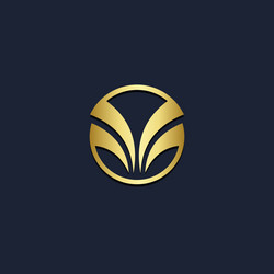 Leaf round sign gold logo Royalty Free Vector Image