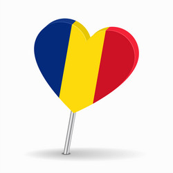 romanian flag heart-shaped map pointer layout vector