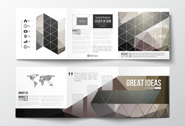 Set of tri-fold brochures square design templates vector