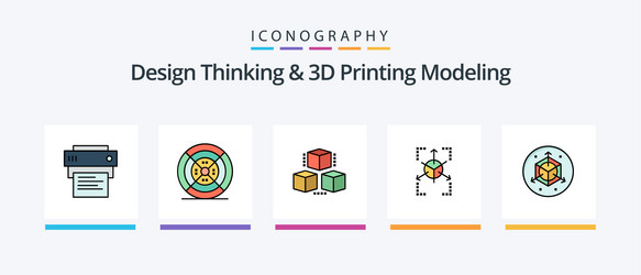 Design thinking and d printing modeling line vector