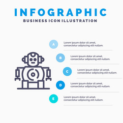 cnc robotics technology line icon with 5 steps vector image