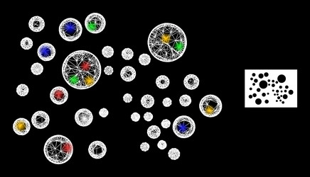 network web mesh bubble cluster icon with bright vector image
