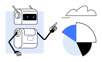 robot pointing at data visualization with cloud vector image