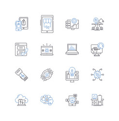 robotics computing line icons collection vector