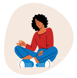 young woman relaxing and meditating vector