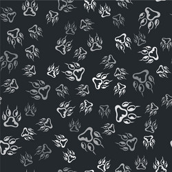 grey paw print icon isolated seamless pattern vector image