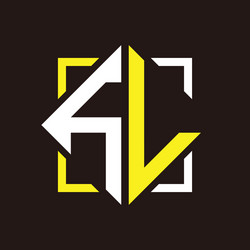 H l initials quadrangle monogram with square vector