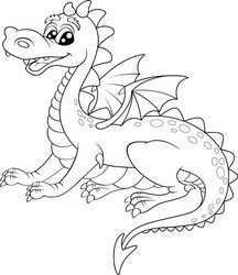 Cartoon Dragon Coloring Page Vector Image