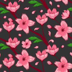 pink blossoms white seamless design Vector Image