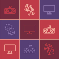 set line game controller or joystick computer vector image