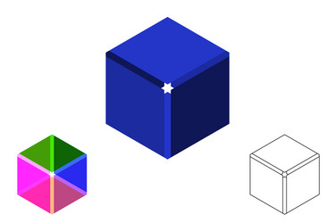 abstract polygonal broken cube 3d isometric vector image