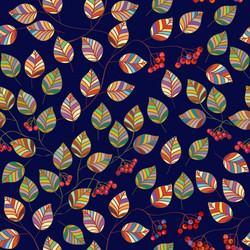 Leaves and fruits seamless pattern Royalty Free Vector Image