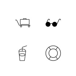 summer linear icons set simple outline vector image
