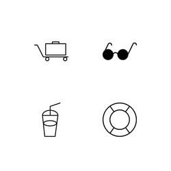 Summer linear icons set simple outline vector