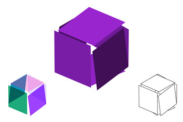 Abstract polygonal broken cube isolated on white vector