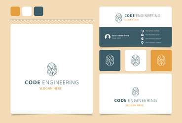 code engineering logo design with editable slogan vector image