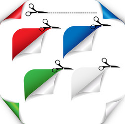corners and scissors set in white background vector image