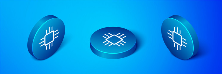 isometric computer processor with microcircuits vector image