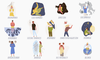 Mental disorders flat icons Royalty Free Vector Image