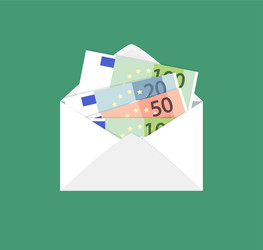 Opened envelope with euro banknotes payment vector