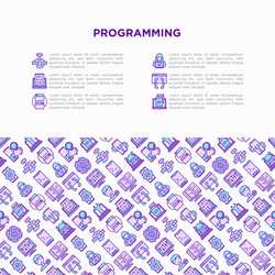 Programming concept with thin line icons vector