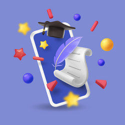 concept of online courses mobile learning vector image