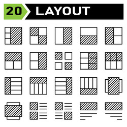 layout icon set include grid dashboard vector image