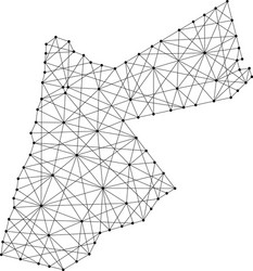 Map of jordan from polygonal black lines and dots vector