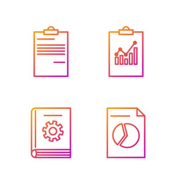 Set line document with graph chart user manual vector
